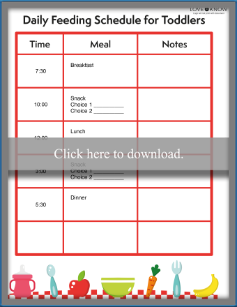 جدول الأكل للأطفال الصغار