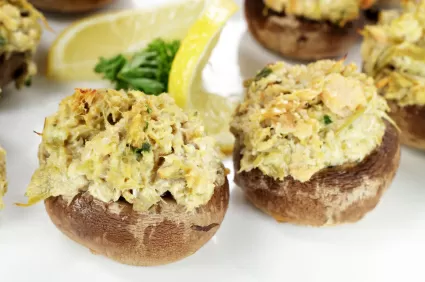 فطر محشي مع لحم كابوريا