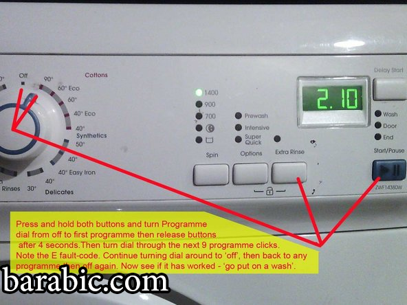 إعادة تعيين رمز الخطأ على غسالة زانوسي Zanussi