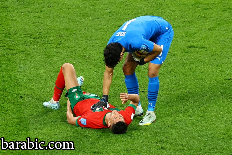 تعرض أشرف داري لإصابة عضلية في المباراة ضد كرواتيا (رويترز/برناديت زابو)