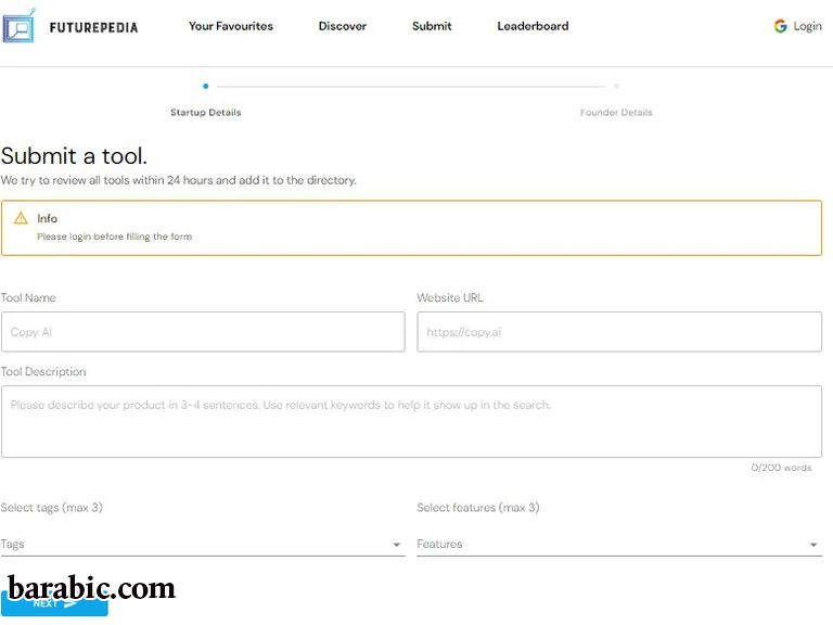 Futurepedia ، دليل أدوات الذكاء الاصطناعي على الإنترنت (Capture)