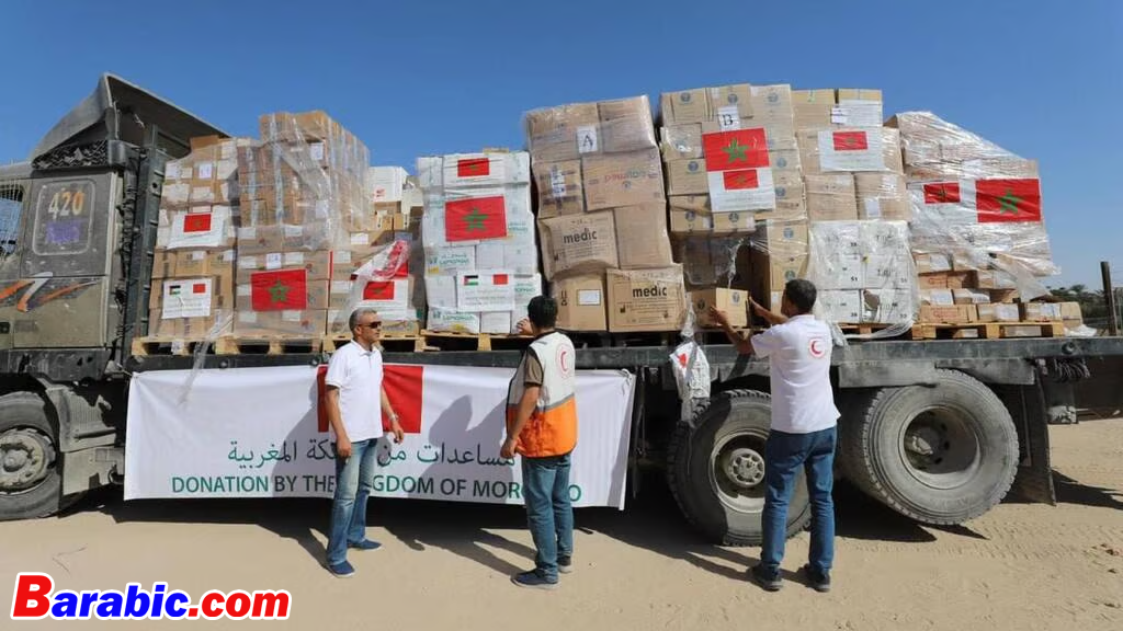 المساعدات الإنسانية المرسلة من المغرب لسكان غزة
