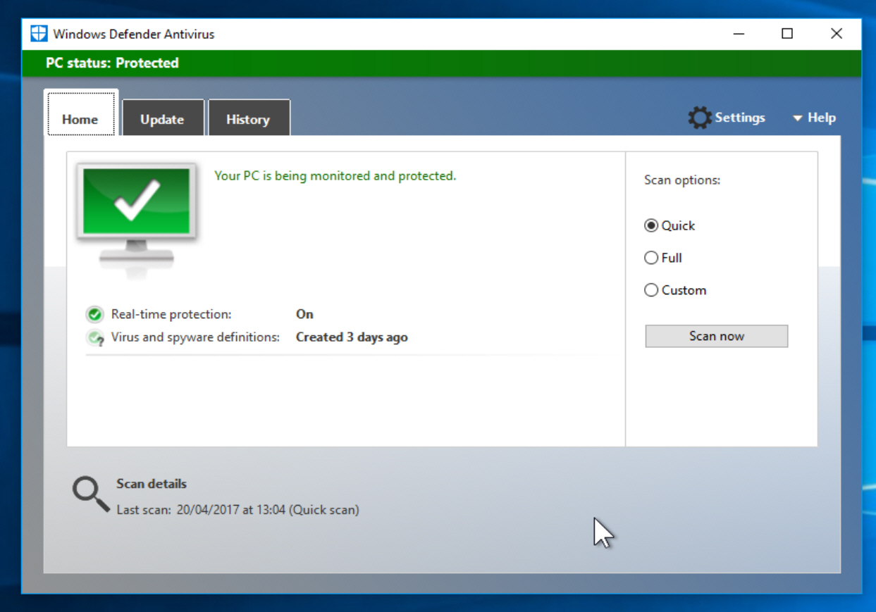 حماية شبكة الاتصال Windows Defender ميزة في Windows 10