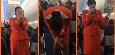بالفيديو | موقف محرج للغاية تتعرض له مضيفة طيران روسية امام الركاب!